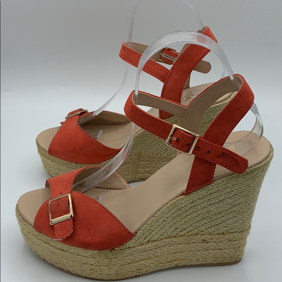 Lime light “Blakey” pretty coral espadrilles wedge - Picture 4 of 5